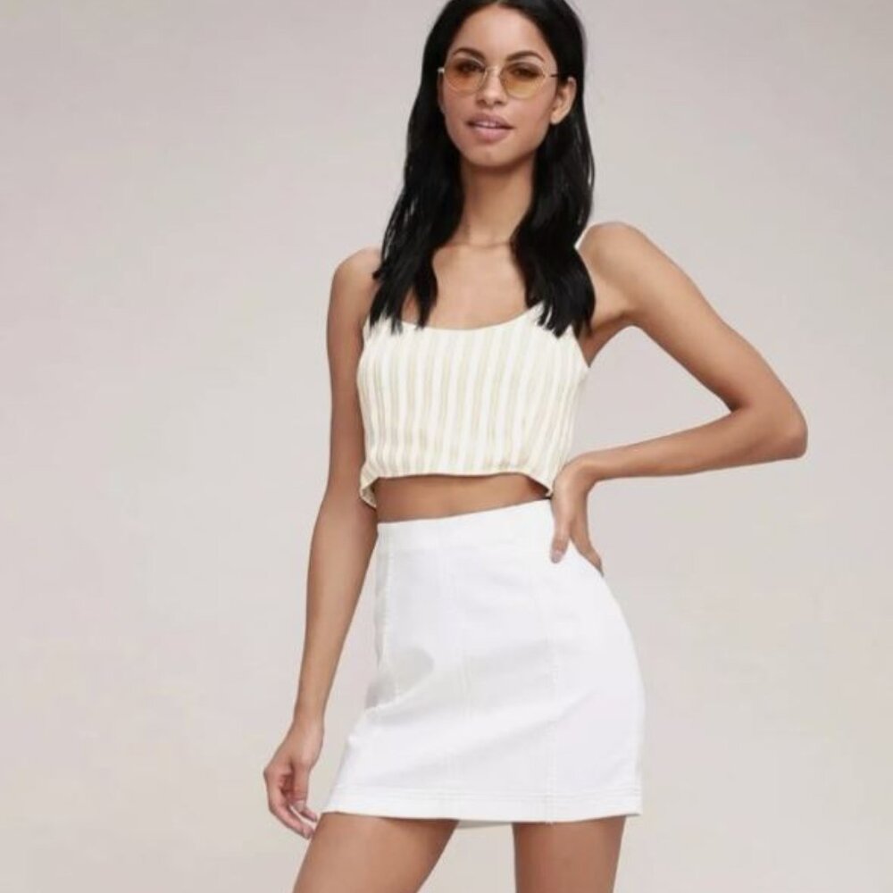 NEW! Free People‎ Modern Femme Corduroy mini skirt WHITE